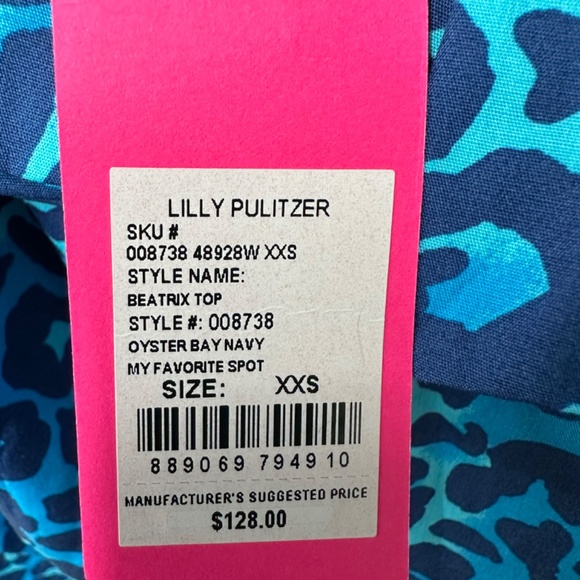 🛍NWT!! Lilly Pulitzer Beatrix Top- Oyster Bay Navy “My Favorite Spot” NWT!!!🛍 - Picture 4 of 14